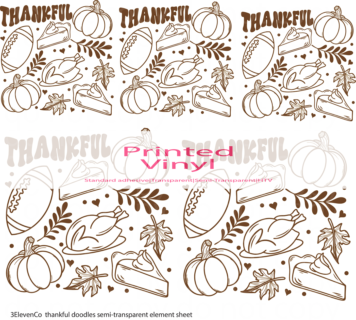 thankful doodles vinyl sheet or element sheet