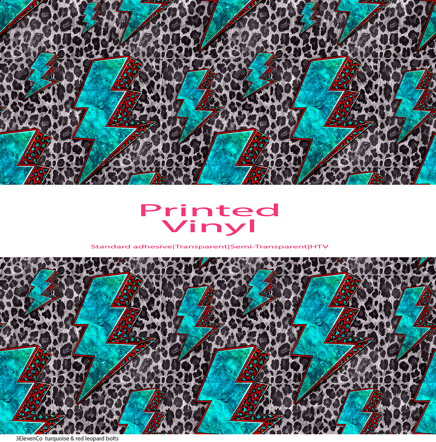 turquoise and red leopard bolts vinyl sheet