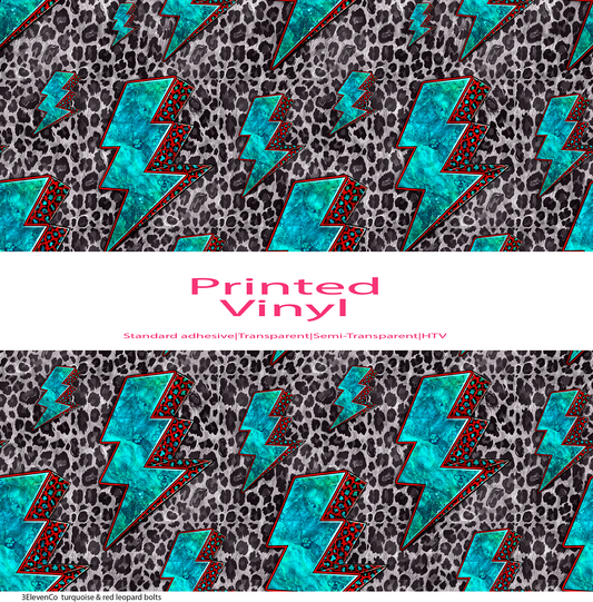 turquoise and red leopard bolts vinyl sheet