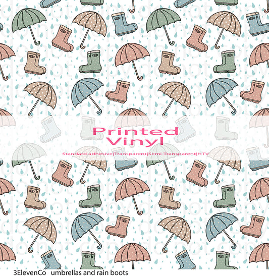 umbrellas and rain boots vinyl sheet