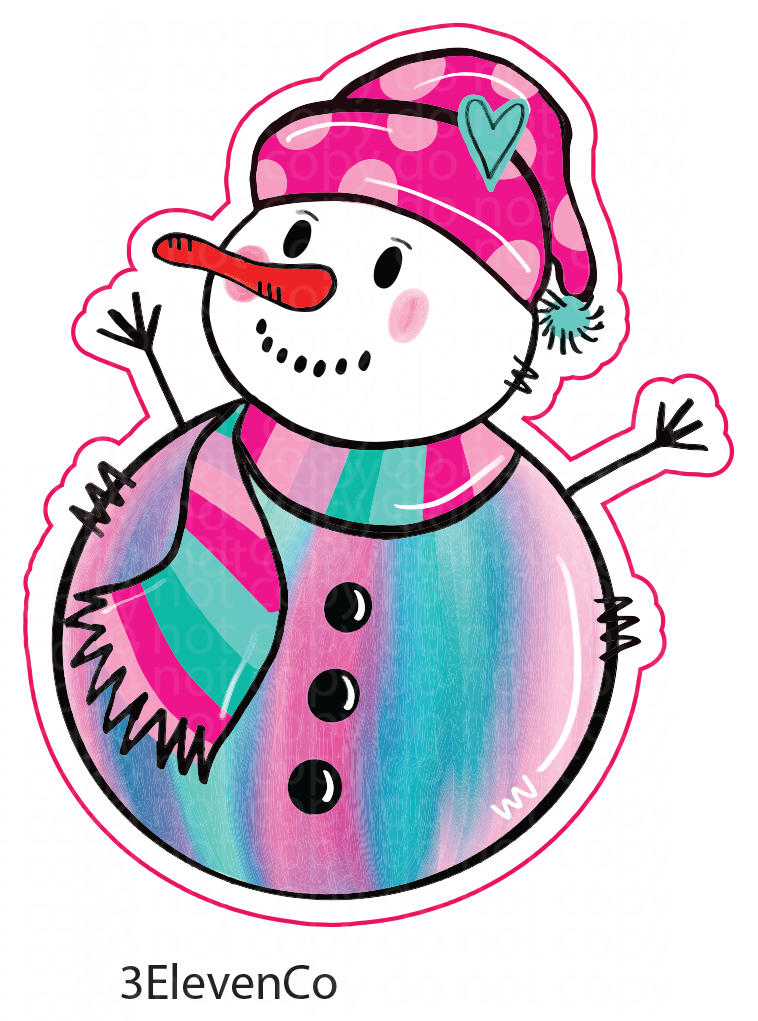 watercolor snowman decal or sticker