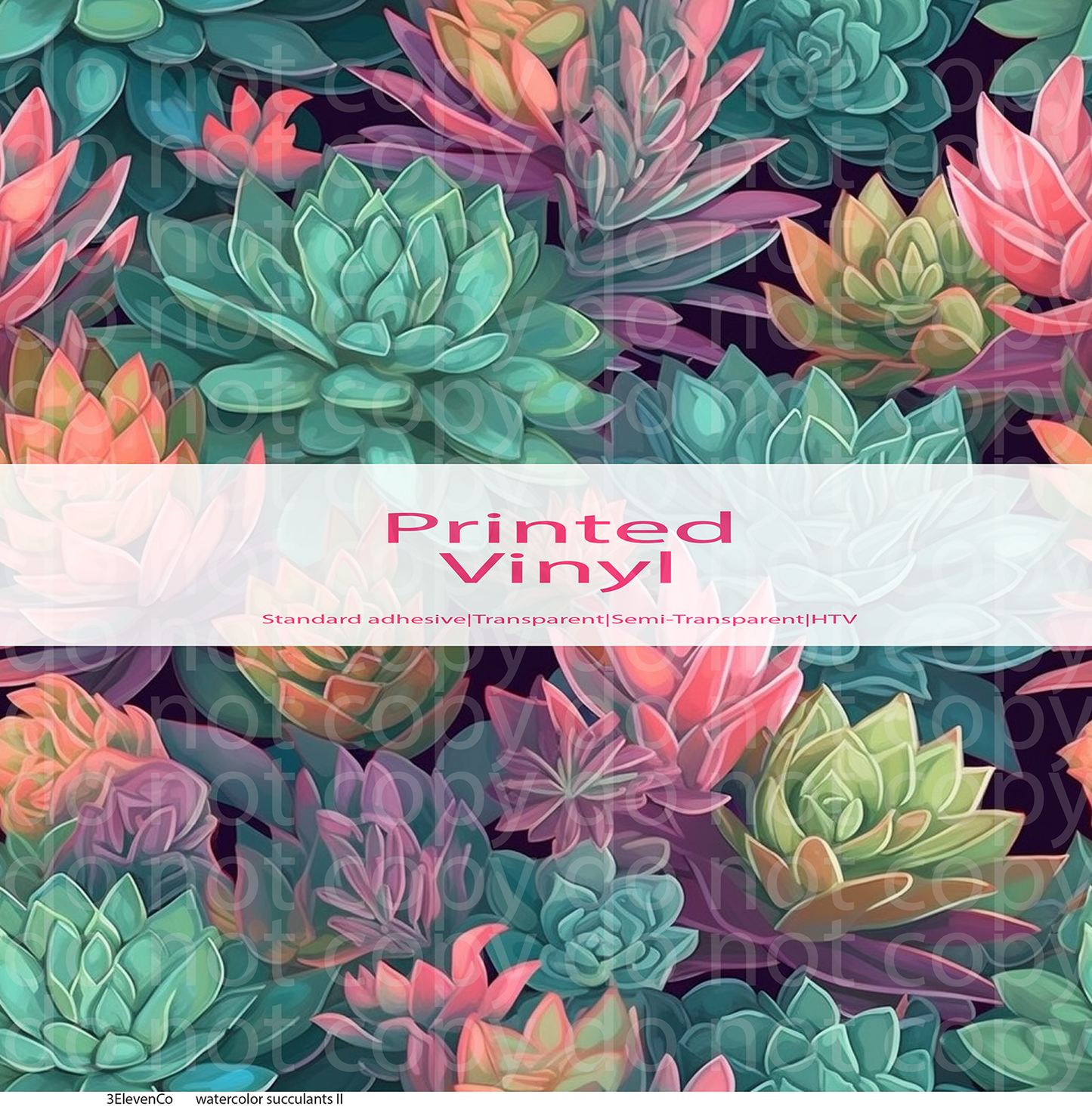 watercolor succulents vinyl sheet