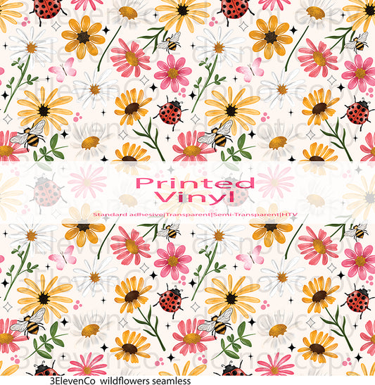 wild flowers vinyl sheet | decal | UV wrap | tumbler wrap