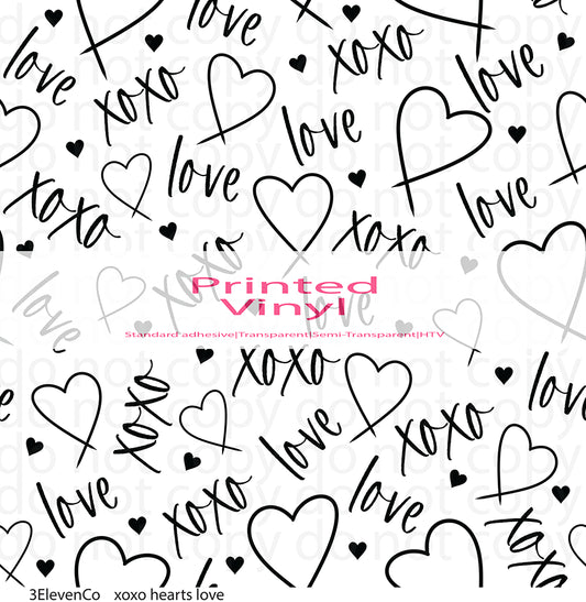 xoxo hearts love vinyl sheet