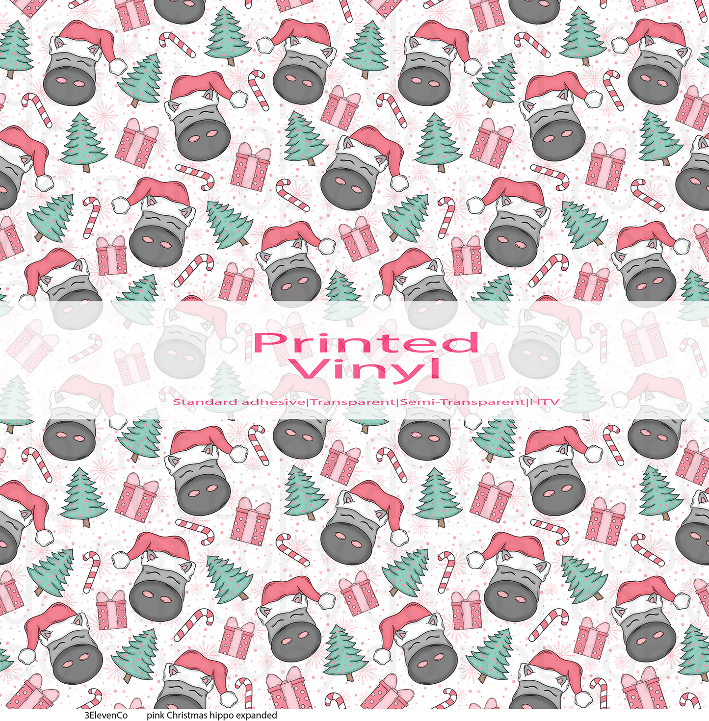 pink Christmas hippo vinyl sheet