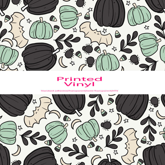 Black and mint pumpkins vinyl sheet