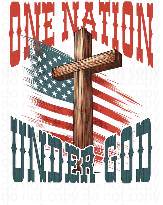 one nation under God vinyl decal| UV DTF decal| DTF or sublimation print