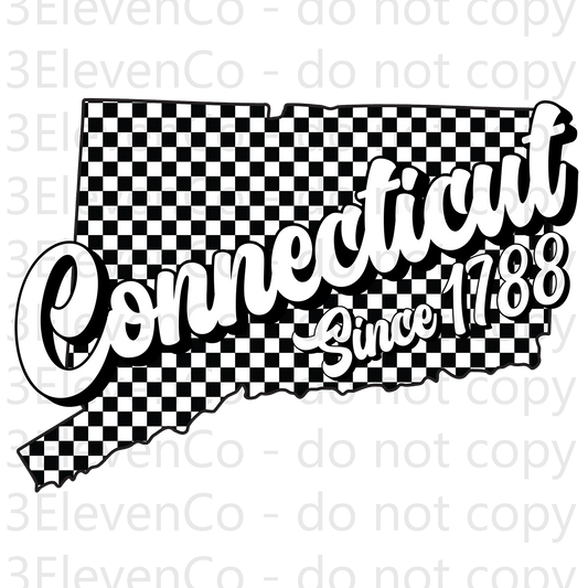 SD 2024 Connecticut checkered decal or dtf transfer