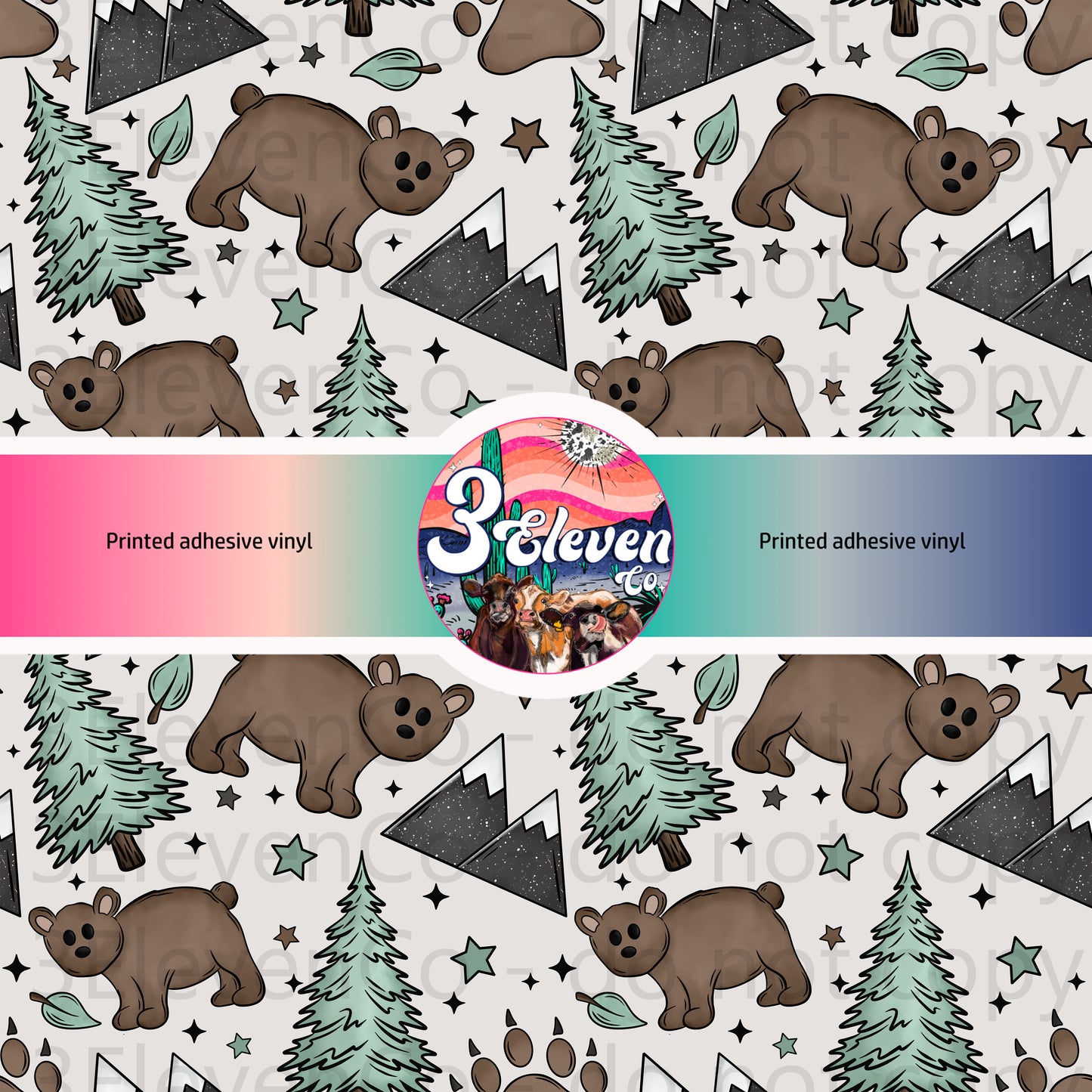 CS 2024 bears and trees vinyl sheet | decal | UV wrap | UV DTF oct