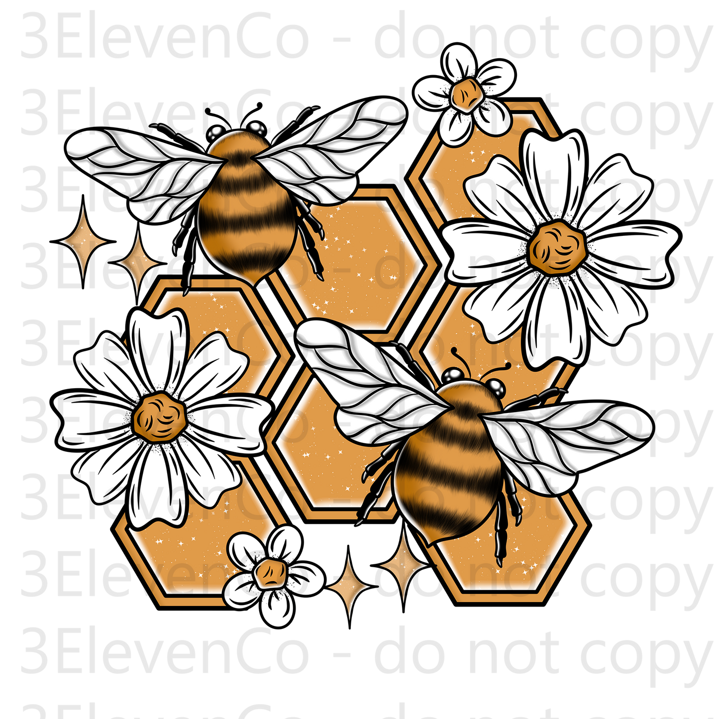 CS 2024 honeycomb bees UV DTF decal (dec)