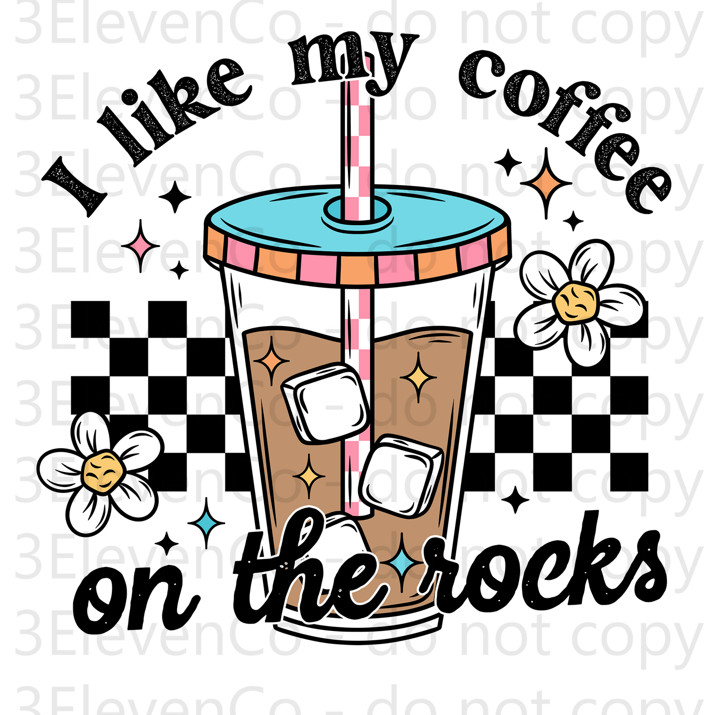 CS 2024 I like my coffee on the rocks UV DTF decal (dec)