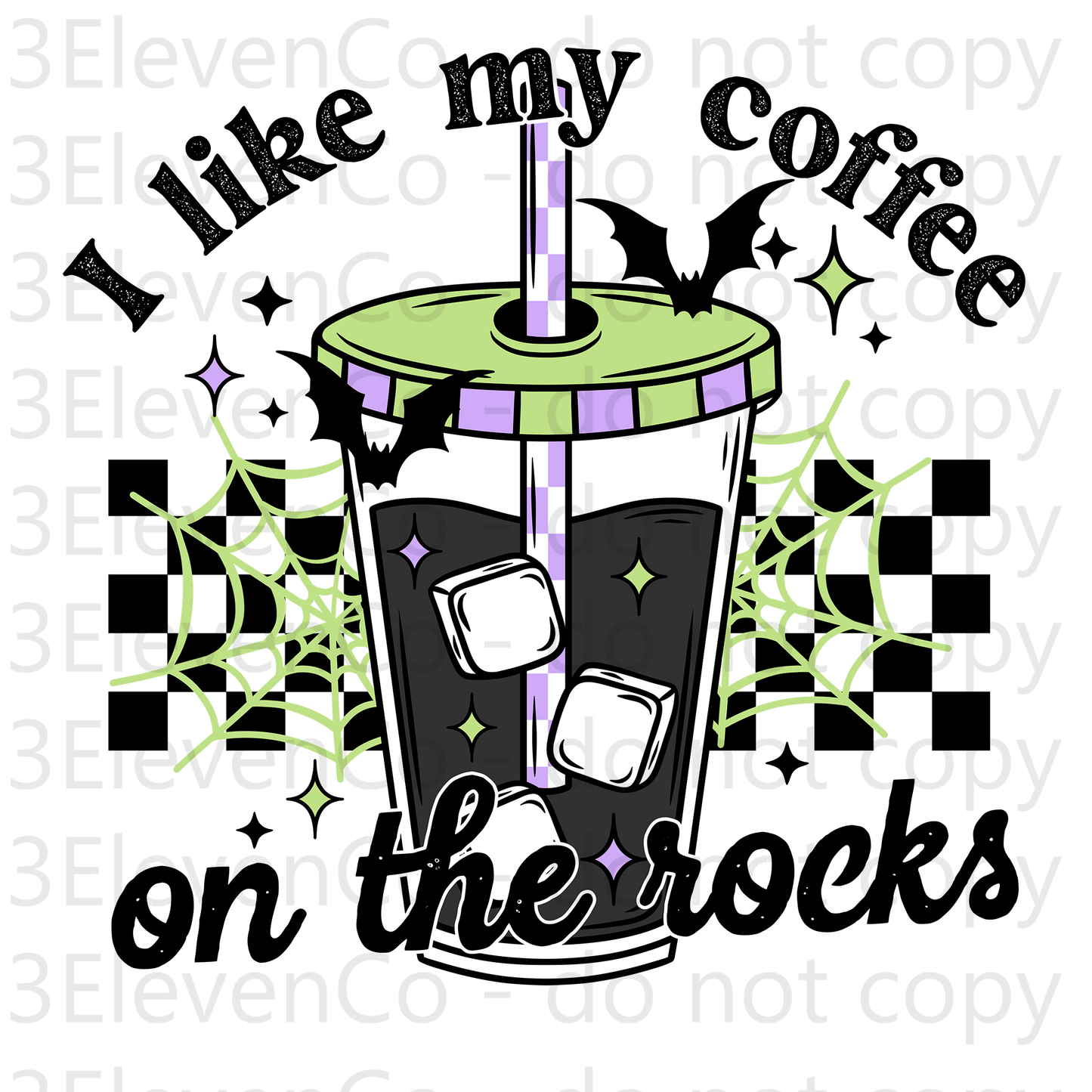 CS 2024 I like my coffee on the rocks UV DTF decal (dec)