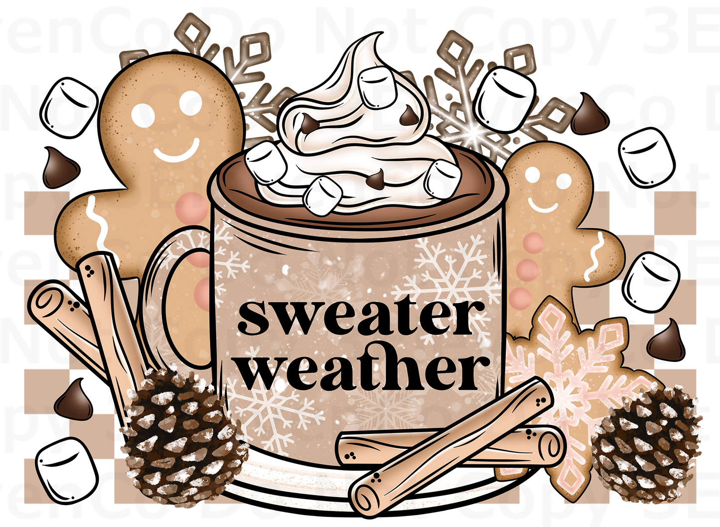 CS 2024 sweater weather gingerbread vinyl sheet | decal | UV wrap | vinyl wrap | DTF (oct15)