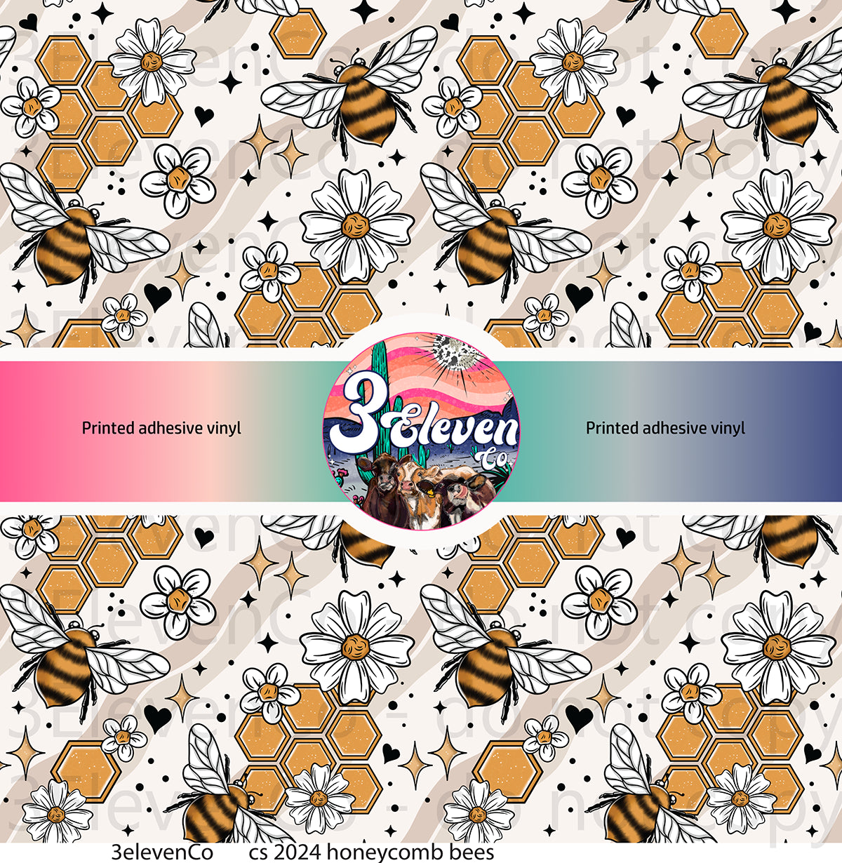 CS 2024 honeycomb bees seamless vinyl sheet (dec)