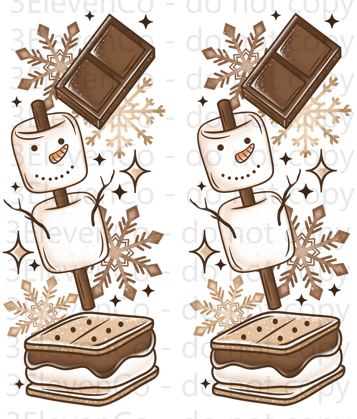 CS 2024 snowman smores seamless vinyl sheet | decal | UV wrap | DTF sept