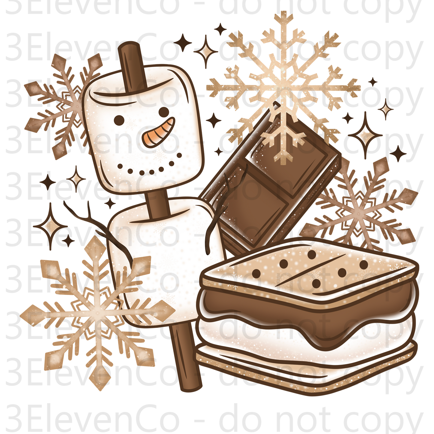 CS 2024 snowman smores seamless vinyl sheet | decal | UV wrap | DTF sept