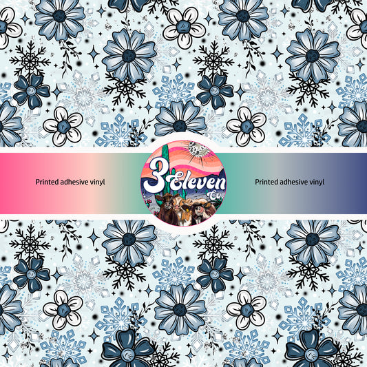 CS 2024 blue floral vinyl sheet | decal | UV wrap | vinyl wrap | DTF (oct15)