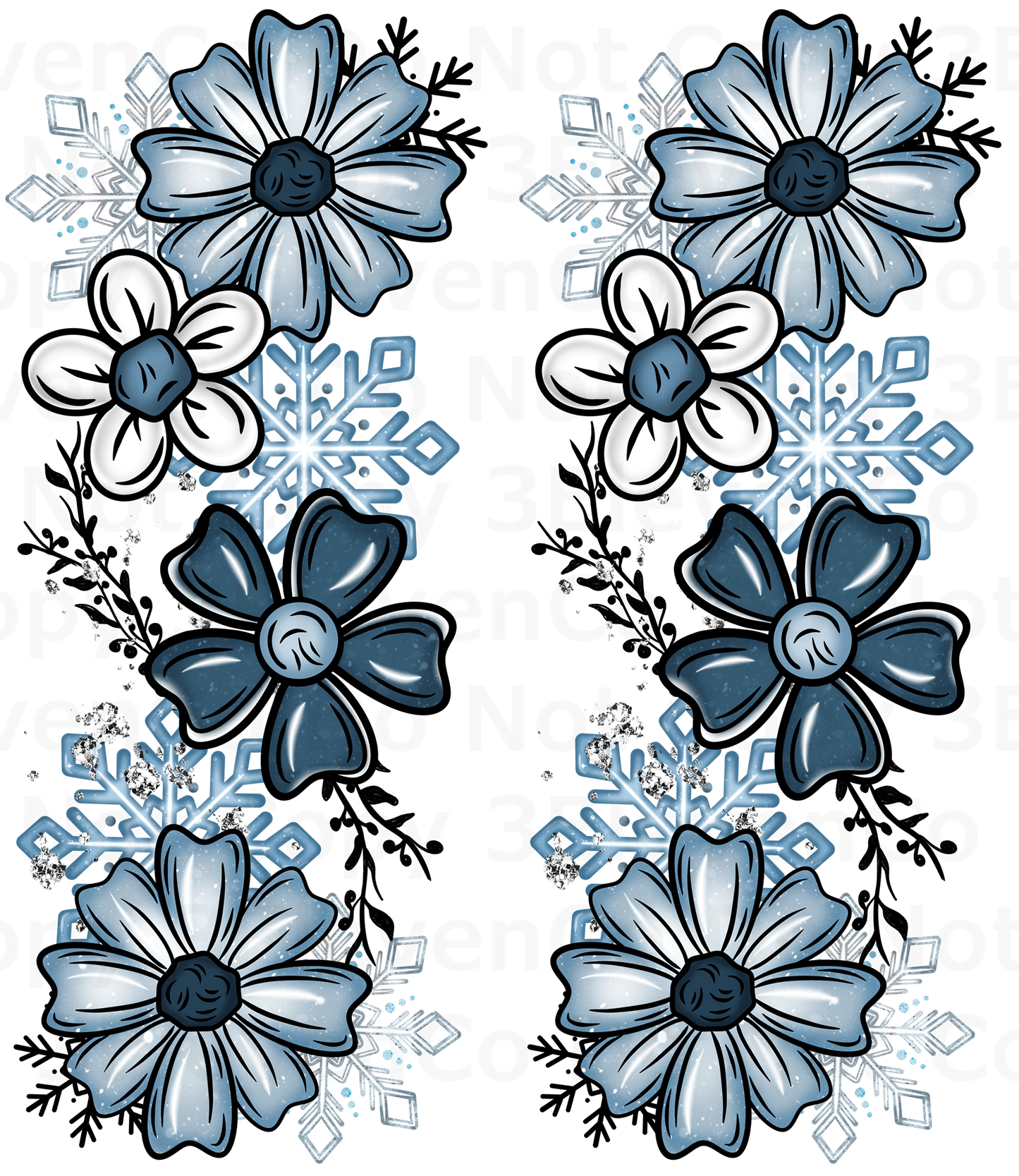 CS 2024 blue floral vinyl sheet | decal | UV wrap | vinyl wrap | DTF (oct15)