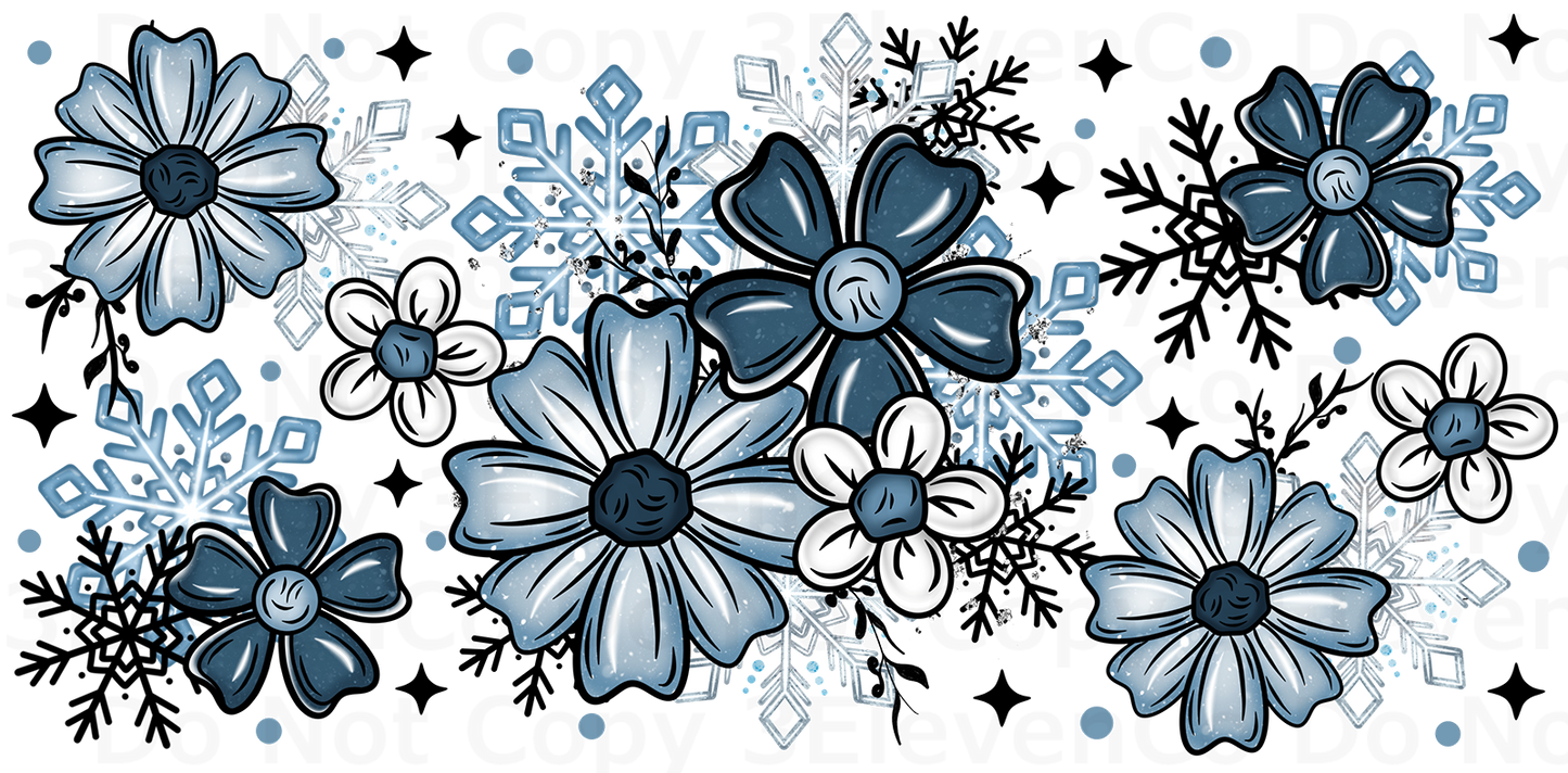 CS 2024 blue floral vinyl sheet | decal | UV wrap | vinyl wrap | DTF (oct15)