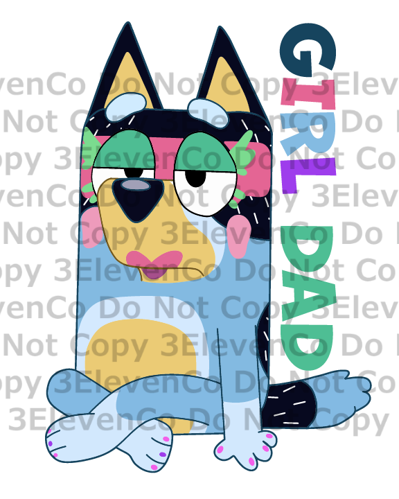 girl dad blue dog vinyl decal| UV DTF decal| DTF print