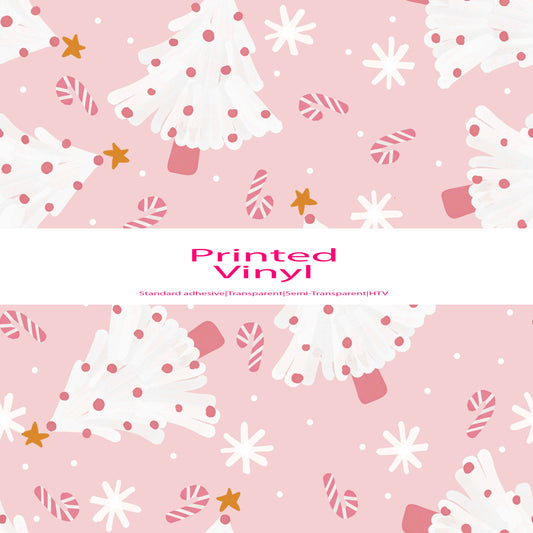 Pink Christmas trees vinyl sheet