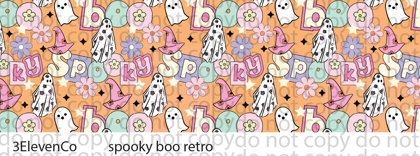 spooky boo retro vinyl sheet or decal or pen wrap