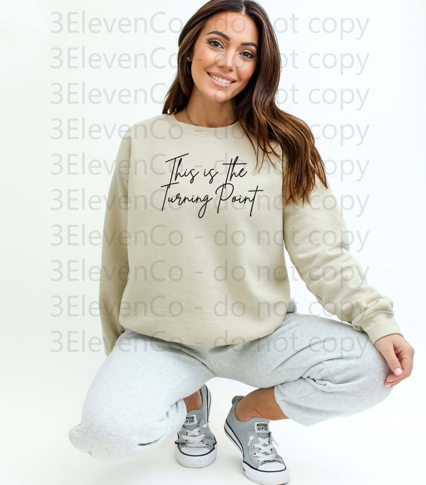 this is the turning point embroidered or DTF tee or sweatshirt