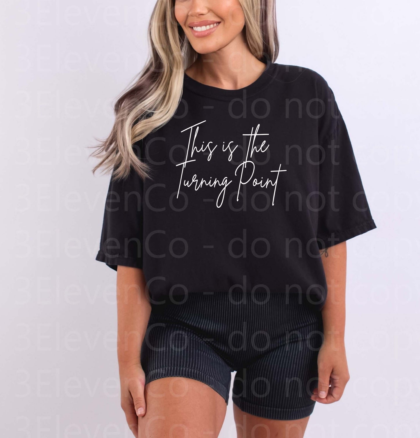 this is the turning point embroidered or DTF tee or sweatshirt