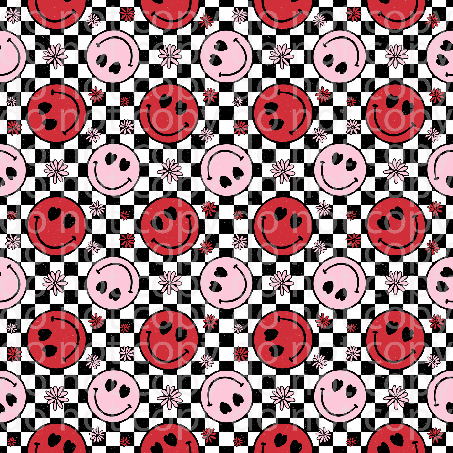 Checkered happy floral vinyl sheet