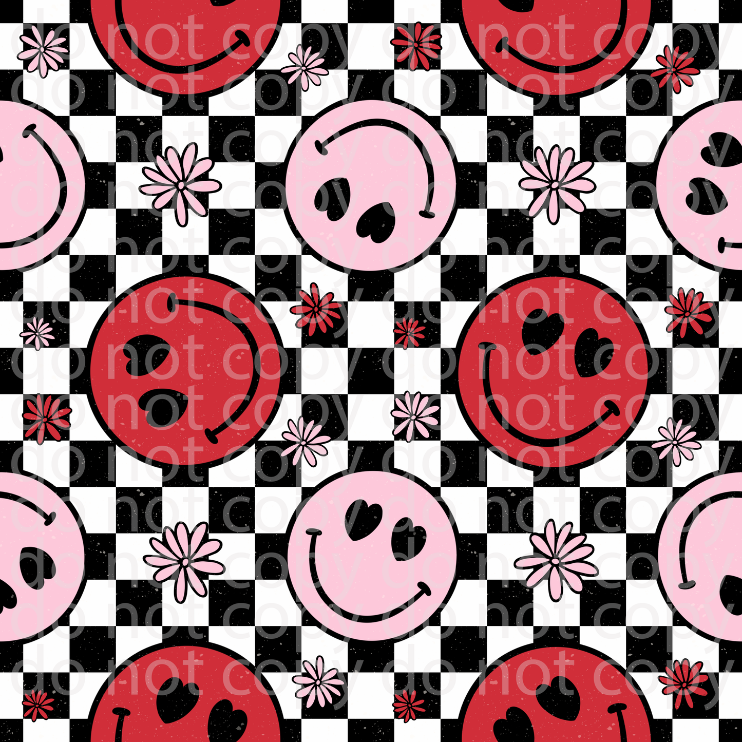 Checkered happy floral vinyl sheet