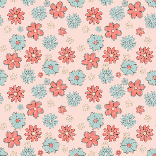 Patriotic muted floral 12x12" vinyl sheet