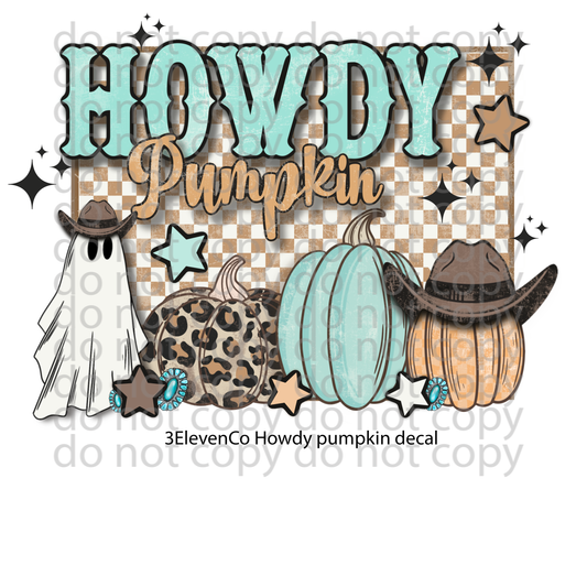 Howdy pumpkin decal