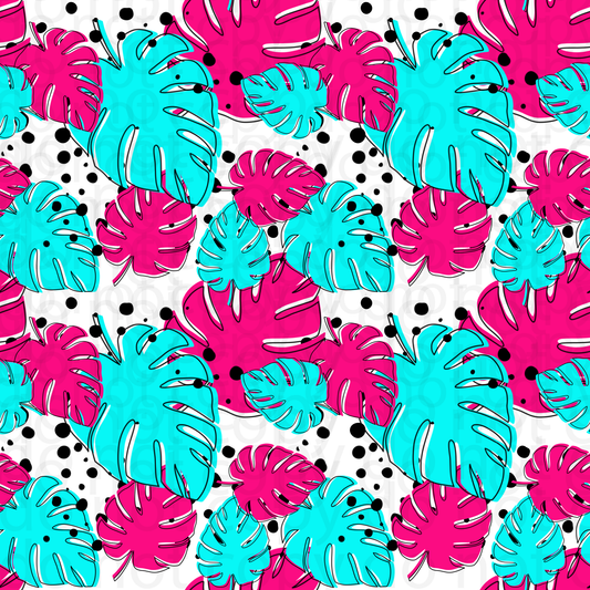 MBMM Pink & teal Monstera vinyl sheet