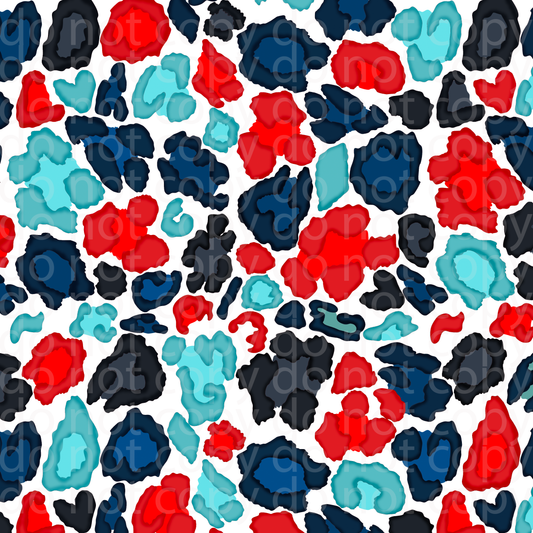 RedWhite&Blue Leopard Vinyl Sheet