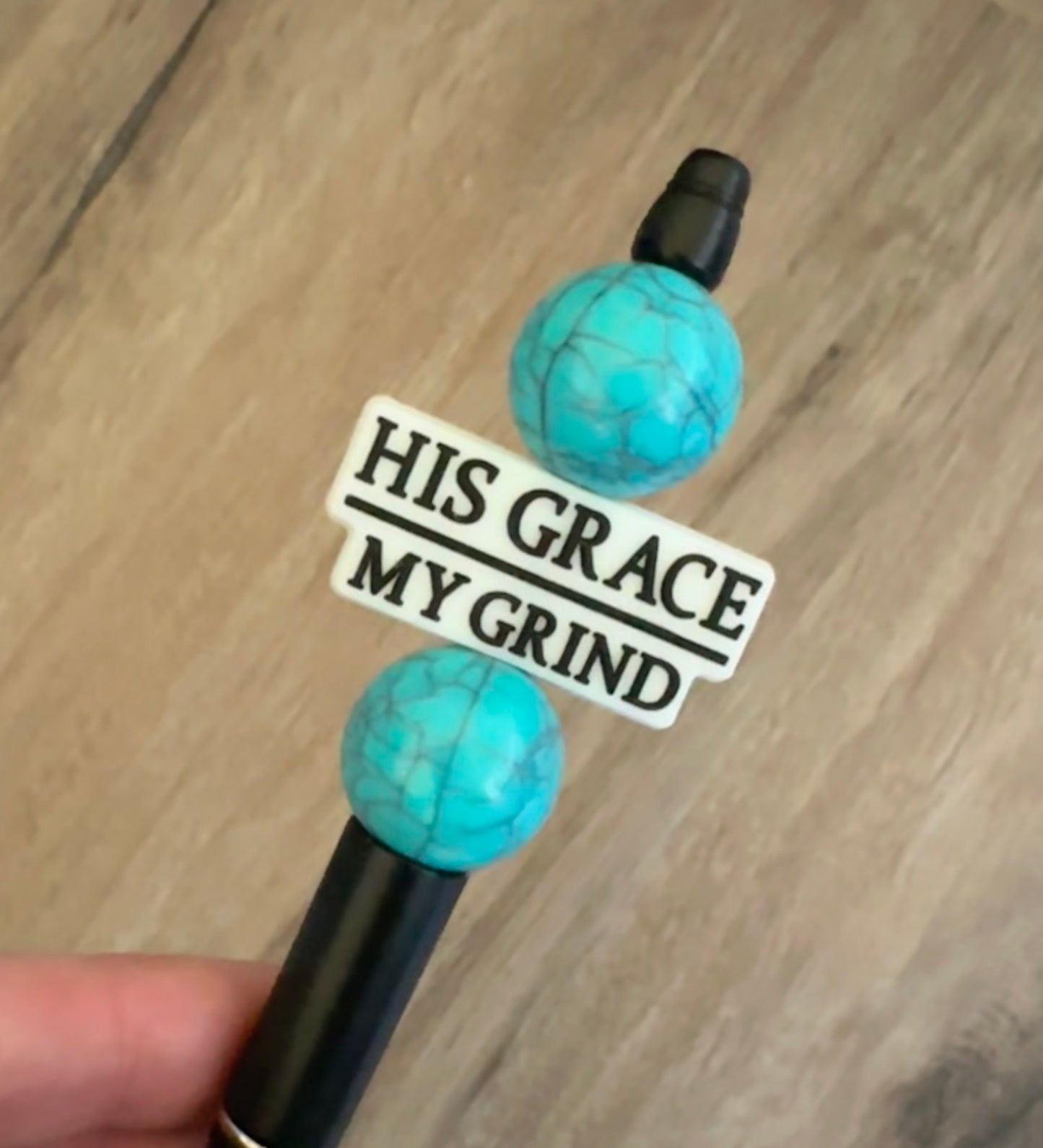 Beaded pen: His Grace My Grind